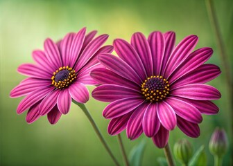 Obraz premium Ultra Realistic Macro Close Up of Magenta Pink Daisy Flowers in Spring Garden