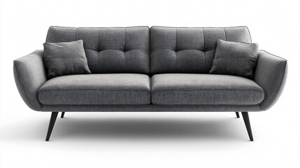 Modern Grey Sofa on White Background - Furniture Photography for Interior Designers
