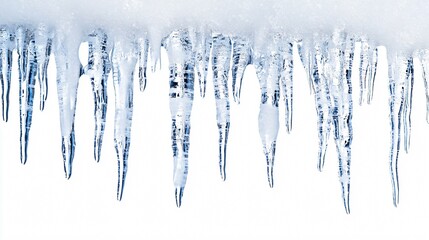 Glistening Icicles Hanging in Winter Sea