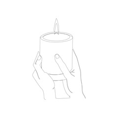 Hands Holding Burning Candle – Hope, Peace, Spiritual Light Concept