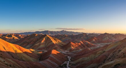 Naklejka premium Crimson Sunset, Painted Hills AI Generated