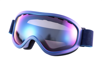 ski goggles with reflective lenses isolated on white background PNG
