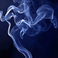 Abstract smoke wisps,silver and indigo on a shadowy background