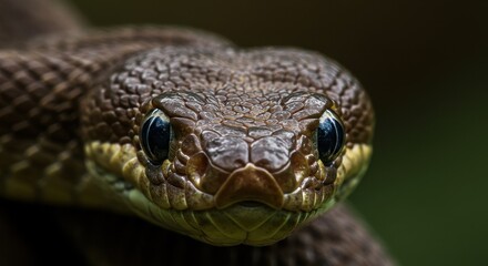Fototapeta premium Snake Face Close-Up with Sharp Focus on Scales and Pupils