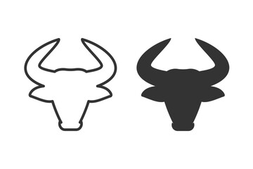 Minimalist illustration of a bull head icon. This graphic is perfect for a variety of design applications, including logos, icons, and decorative elements. Can be used for projects related to animals