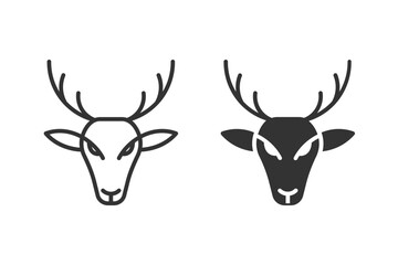 Illustration of a deer head with antlers. Perfect for logos, icons, and design elements