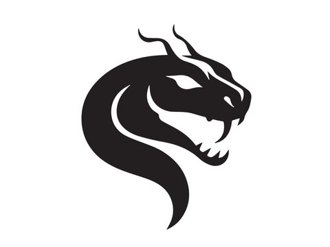 Snake silhouette on white background. Snake icon. Snake logo. Vector illustration. 