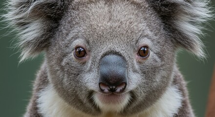 Naklejka premium Close-Up Portrait of a Koala with Soft, Deep Eyes and Graying Fur