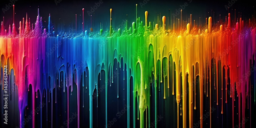 Aufkleber vibrant spectrum of dripping hues a colorful abstract painting showing a cascading rainbow of thick 