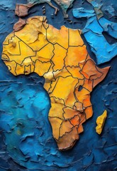African continent on abstract vintage background.
