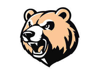 Bear logo design. Bear Head Logo. Angry Bear. Vector logo illustration. 