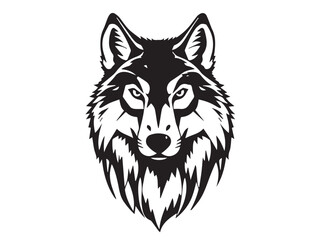 Wolf logo. Wild head wolf fierce face logo design. Wolf head icon, wolf head simple logo vector silhouette. 