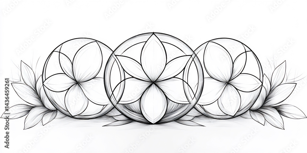 Poster clean line drawing of a simple geometric abstract (three interconnected circles)