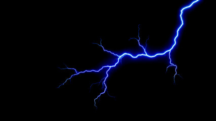 Lightning bolt striking in a dark sky during a thunderstorm at night creating a dramatic visual effect