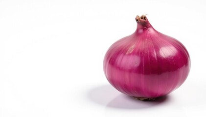 Single red onion, vibrant color, clean white background , diet, food photography