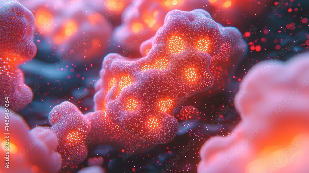Poster microscopic cellular structures: a vivid 3d render of biological entities