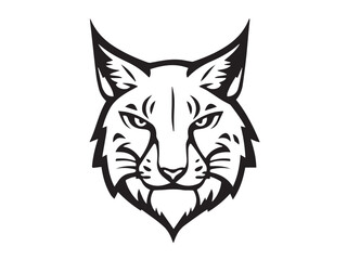 Black Lynx head silhouette on white background. Minimalist logo design of a lynx cat. Lynx icon. Lynx logo. 