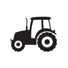 Farm tractor, black and white silhouette logo design isolated on a white background. A farm Tractor Silhouette. Vector illustration.	

