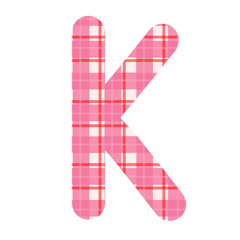 English alphabet with pink gingham texture, A to Z English alphabet letters