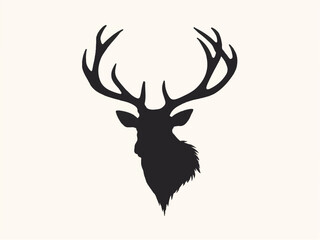 Majestic deer head silhouette. Deer head icon, deer logo design Illustration of deer head with horns.