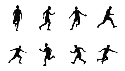 Dynamic Male Running Silhouettes - Athletic Movement Icons