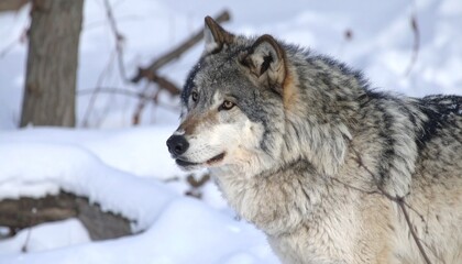 Obraz premium Grey Wolf in snow