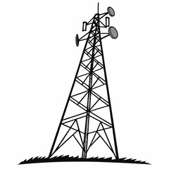 Telecommunication Tower Sketch Illustration
