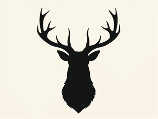 Majestic deer head silhouette. Deer head icon, deer logo design Illustration of deer head with horns.