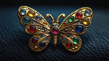Fototapeta premium Ornate butterfly brooch, dazzling gems