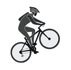 Dynamic Cyclist Riding Uphill Silhouette Vector