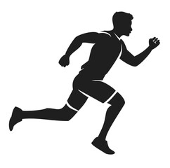 Runner Sprinting Forward Motion Silhouette Vector