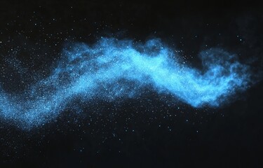 In the abstract image, a black background provides contrast to glowing blue lines that converge at a bright central light