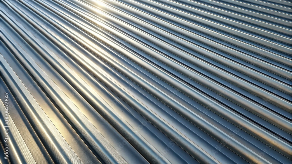 Fototapete Illuminated Metallic Surface with Parallel Ridges Displaying Subtle Textural Variations and Light Reflections