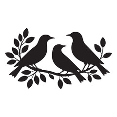 Fototapeta premium Birds Silhouette perched on a branch vector
