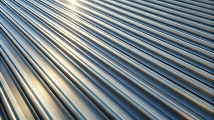 Obraz premium Illuminated Metallic Surface with Parallel Ridges Displaying Subtle Textural Variations and Light Reflections