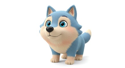 Obraz premium Standing Cartoon Wolf Character with a Slight Smile