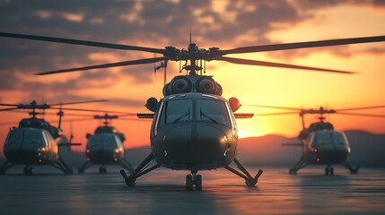 Tactical helicopters preparing desert flight photos
