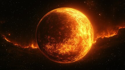 Obraz premium Fiery celestial orb in space