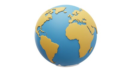Fototapeta premium World Globe Showing Continents and Oceans on White Background