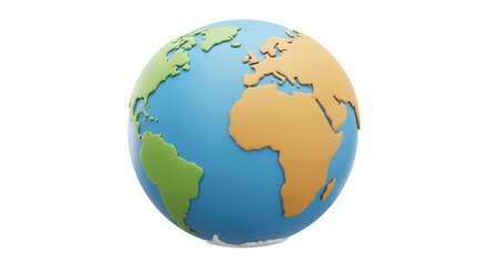 Globe Illustration Showing Continents Isolated on White