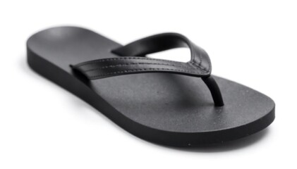 Single black flip-flop isolated on white background , one, isolated flip flop, heel