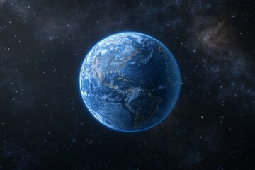 Fototapeta premium A futuristic illumination background with sparkling lights is a feature of the globe planet