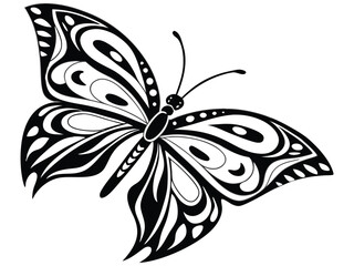 Stylized Monochrome Butterfly Art Featuring Geometric Wing Designs