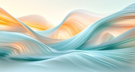 A delicate combination of peach, pink, orange, and teal hues produces a soft, abstract watercolor appearance, characterized by smooth transitions and gentle blurring