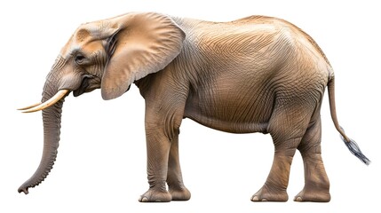 Fototapeta premium Elephant Standing on Ground with White Background for Stock Use