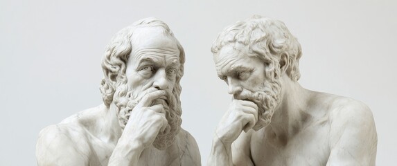 Obraz premium Ancient Marble Sculptures of Pensive Bearded Men