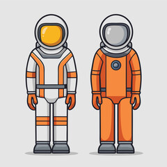 Two Astronauts in Different Colored Spacesuits