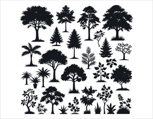 Black Tree Canopy Silhouette Vector