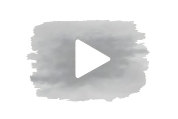 Watercolor play button for video streaming and media content on white background