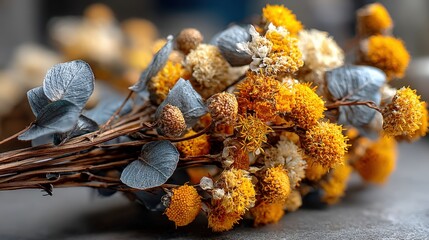 Dried goldenrod stems arranged in a minimalist display with warm yellow and gray hues